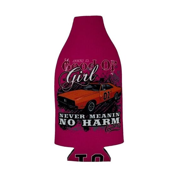 Dukes Of Hazard Pink Bottle Coozie Cooters Good Ol Girl Never Meanin No Harm - Picture 1 of 6